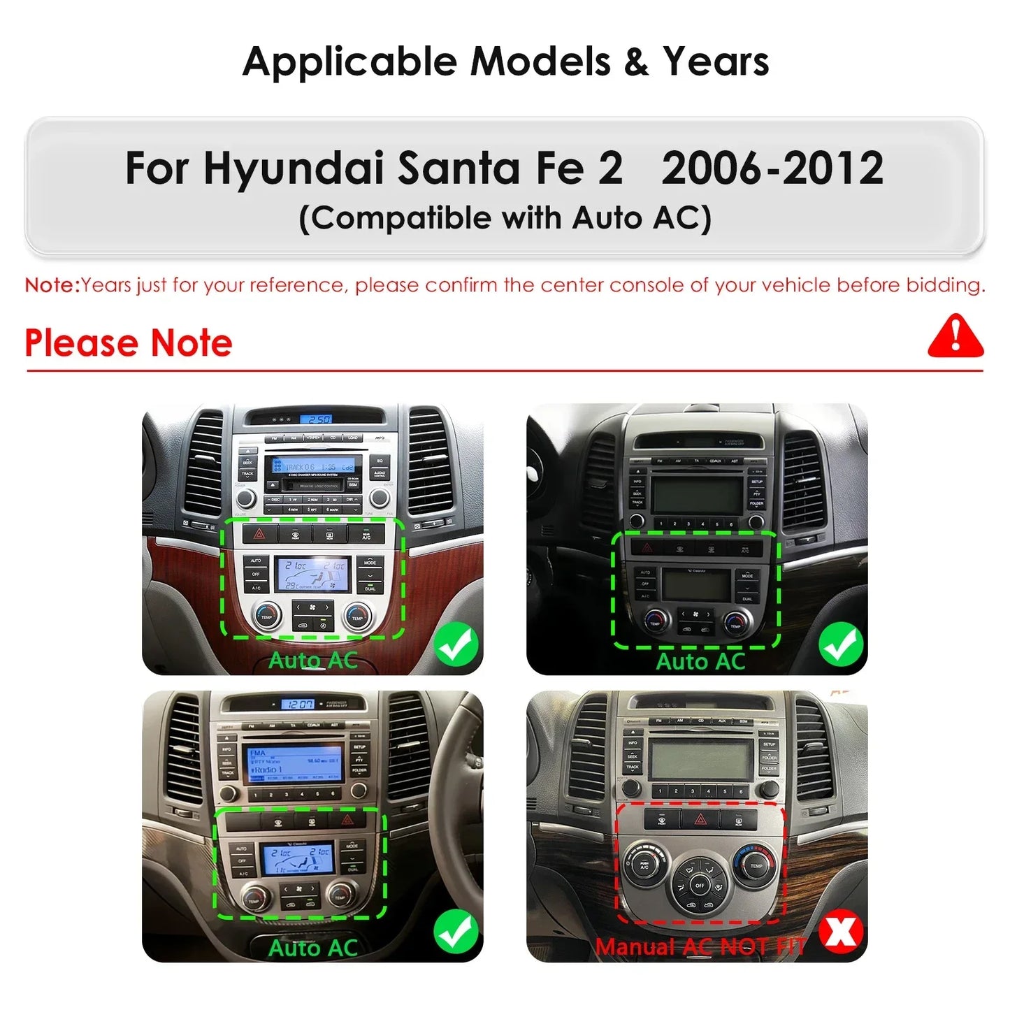 Hyundai Santa Fe 2 2006-2012 9,7" Android 14 Carplay Android auto wireless wifi bt gps 4g AUTM19VI