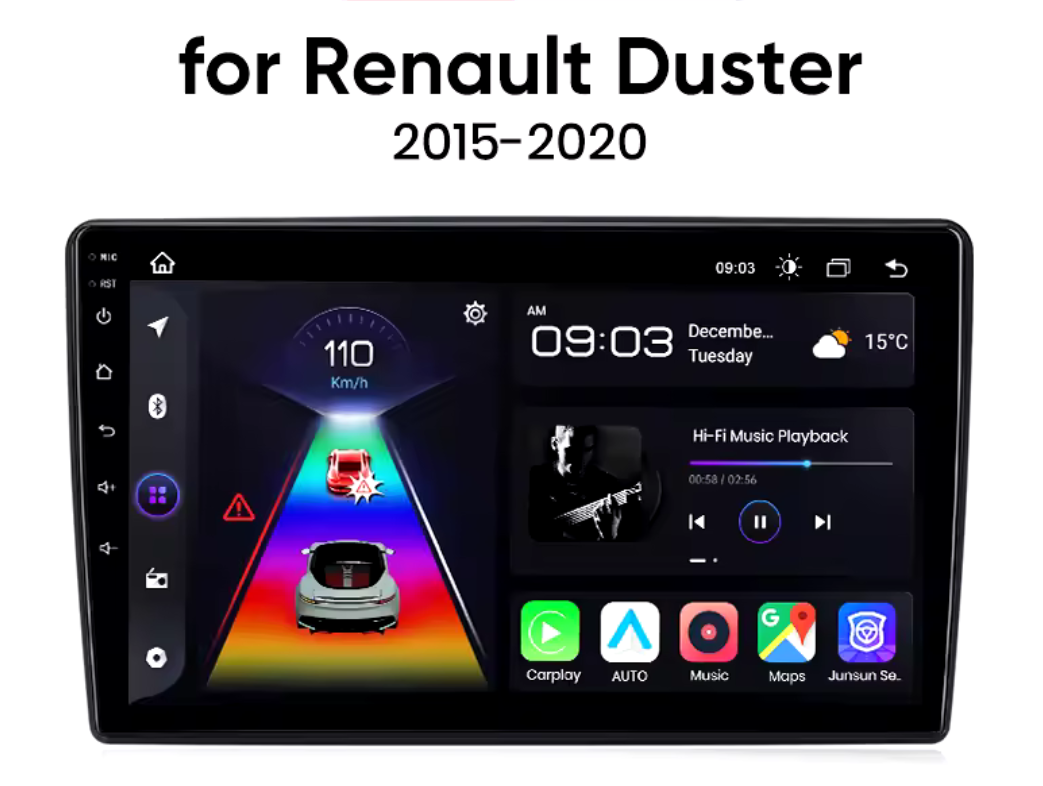 Dacia Duster 2015-2018 9" Android 12 carplay android auto wifi gps AUTMSDT1