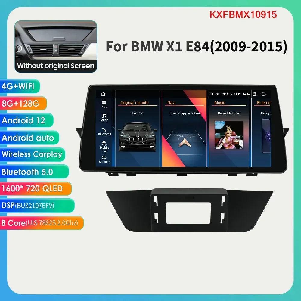 BMW X1 E84 CIC / SENZA MONITOR DI SERIE 2009-2015 10,25'' Android 14 HD IPS Multimedia Player 4G CarPlay Android Auto DSP
