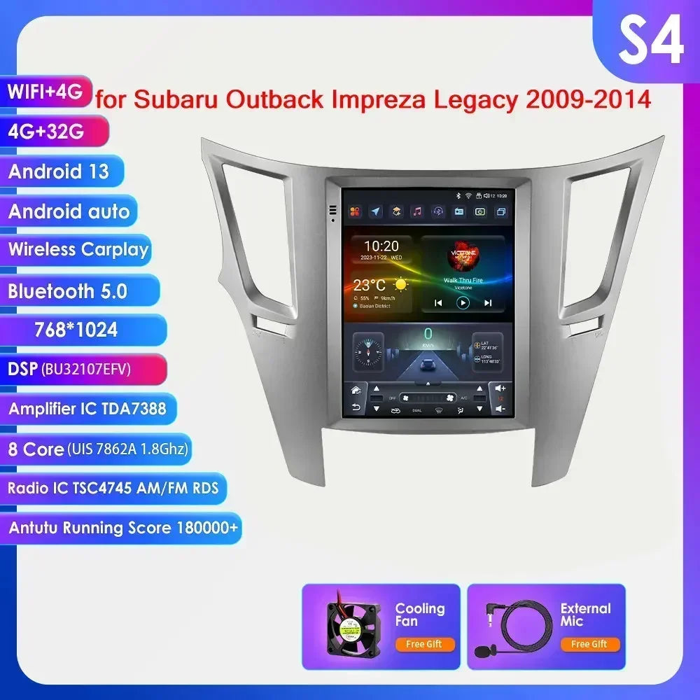 Subaru Outback Impreza Legacy 2009-2014 9,7" Android 14 Carplay Android auto wireless wifi bt gps 4g AUTMHDOL