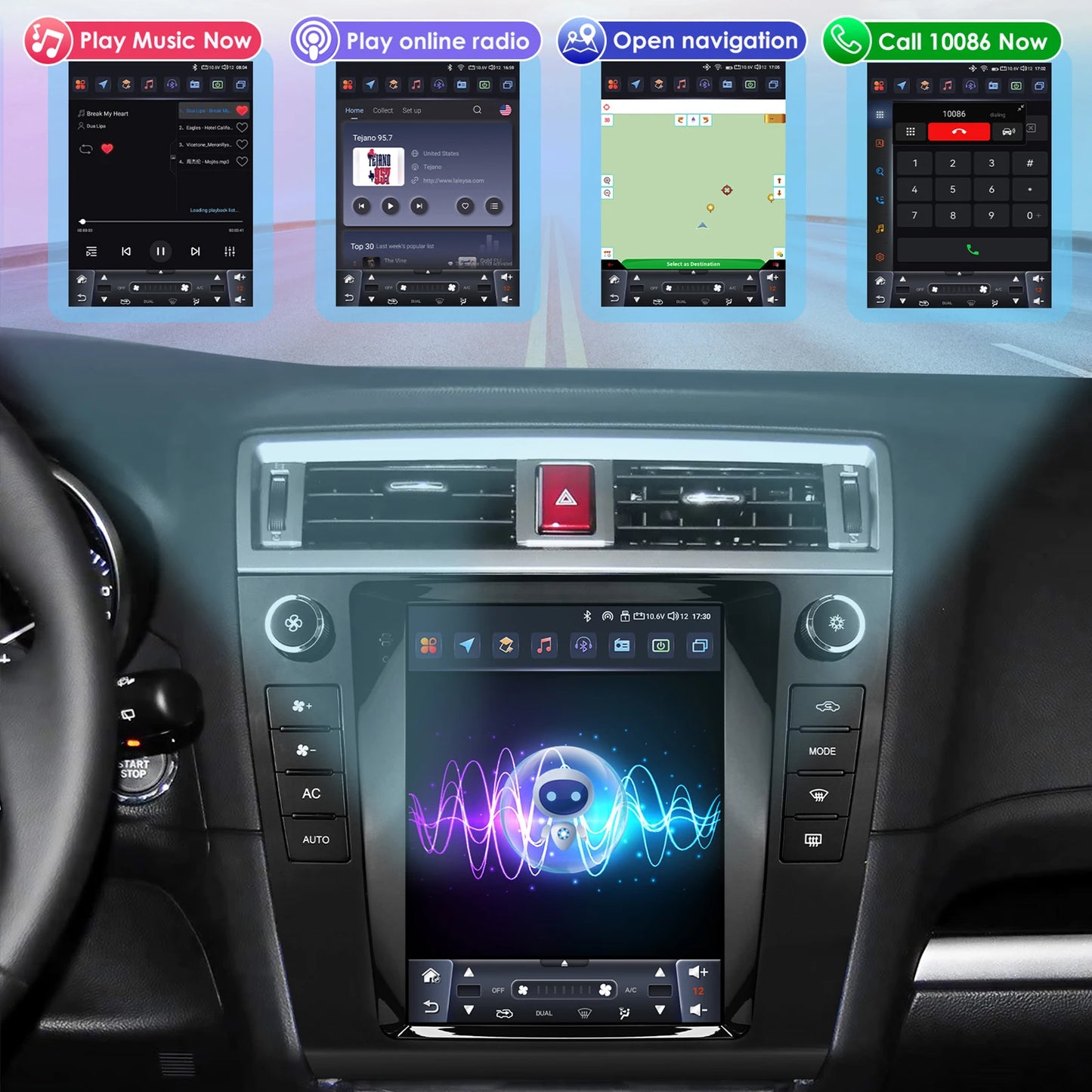 Subaru Outback 2015 - 2018 9.7" Android 14 Carplay Android auto wireless wifi bt gps 4g AUTMUTSB4