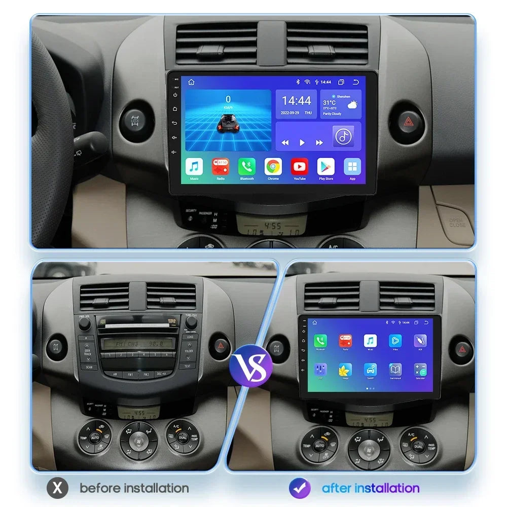 Toyota RAV4 RAV 4 2006 - 2012 9" Android 14 Carplay Android auto wireless wifi bt gps 4g AUTM6VGT