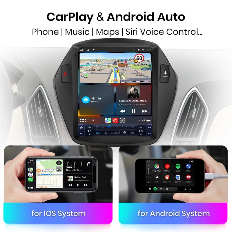 Hyundai Tucson 2 IX35 2010-2015 Tesla Style 9,7" Carplay Android Auto Wireless Radio RDS WIFI GPS BT Multimedia AUTMHYDIX35T