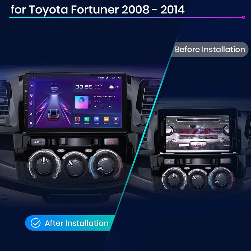 Toyota Fortuner Hilux Revo Vigo 2007 - 2015 V1 Plus Car Radio RDS WIFI GPS BT wireless CarPlay Android Auto AUTMTOYFVR9