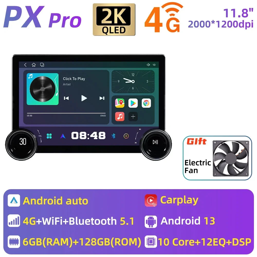 11.8 " Screen 2 Din 10 core Android 13 Radio RDS Navi Carplay Android auto WiFi usb AUTMUNI11