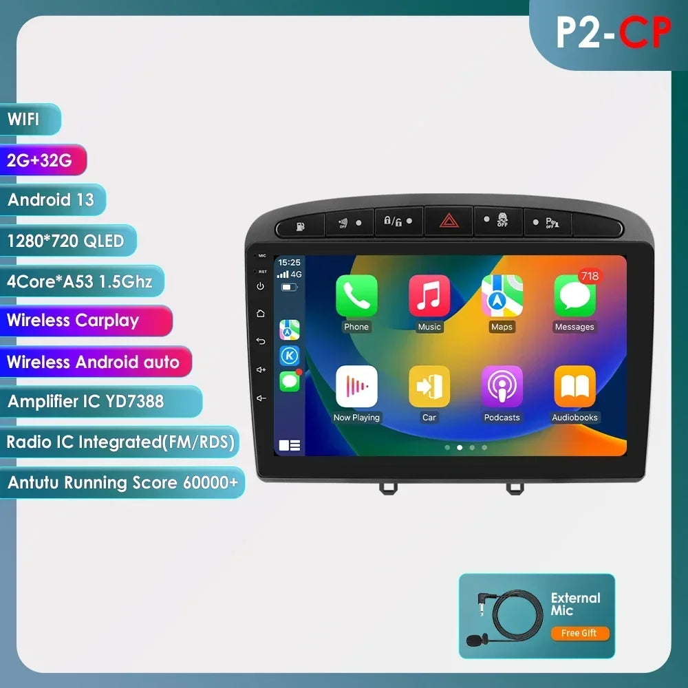 Peugeot 308 308SW Peugeot 9" Android 14 Carplay Android auto wireless wifi bt gps 4g AUTMAJNZ