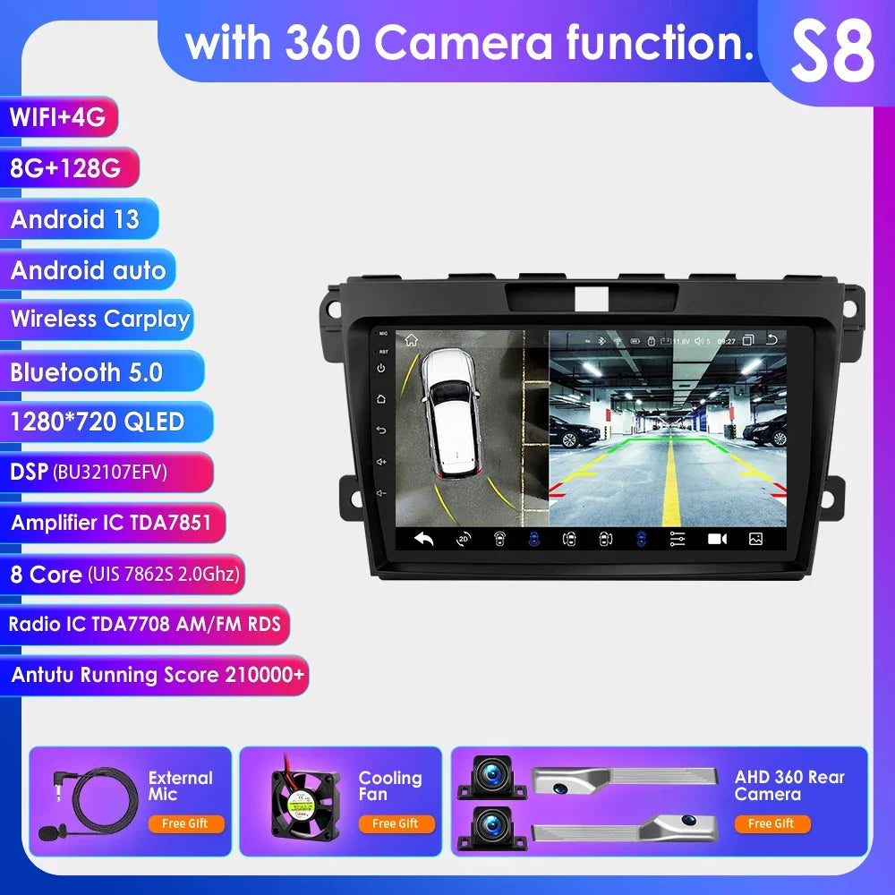 MAZDA CX 7 2008-2015 9" Android 14 Carplay Android auto wireless wifi bt gps 4g AUTMCX7ZDM