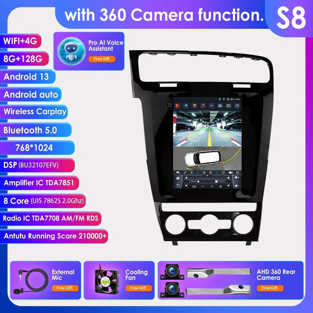 Volkswagen Golf 7 2014 -2018 9,7" Android 14 Carplay Android auto wireless wifi bt gps 4g AUTM7VKQ