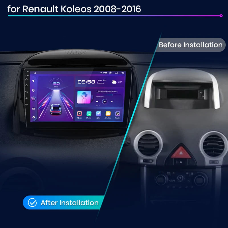 Renault Koleos 2008 - 2016 V1 Plus Car Radio RDS WIFI GPS BT wireless CarPlay Android Auto car intelligent systems AUTMRNKLS