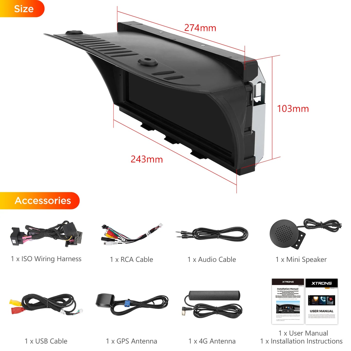 BMW 5 Series E60 E61 E63 E64 /3 Series E90 E91 E92 E93 CIC/CCC 2005-2012 8.8'' Android 13 Car Multimedia Player 4G QPBS8360CI