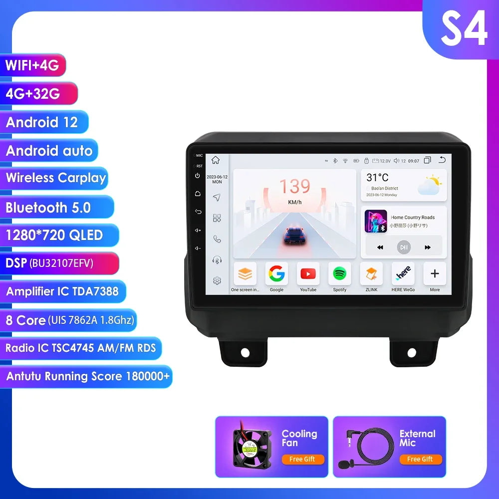 JEEP Wrangler 2018 -2021 9" Android 14 Carplay Android auto wireless wifi bt gps 4g AUTMOFKI