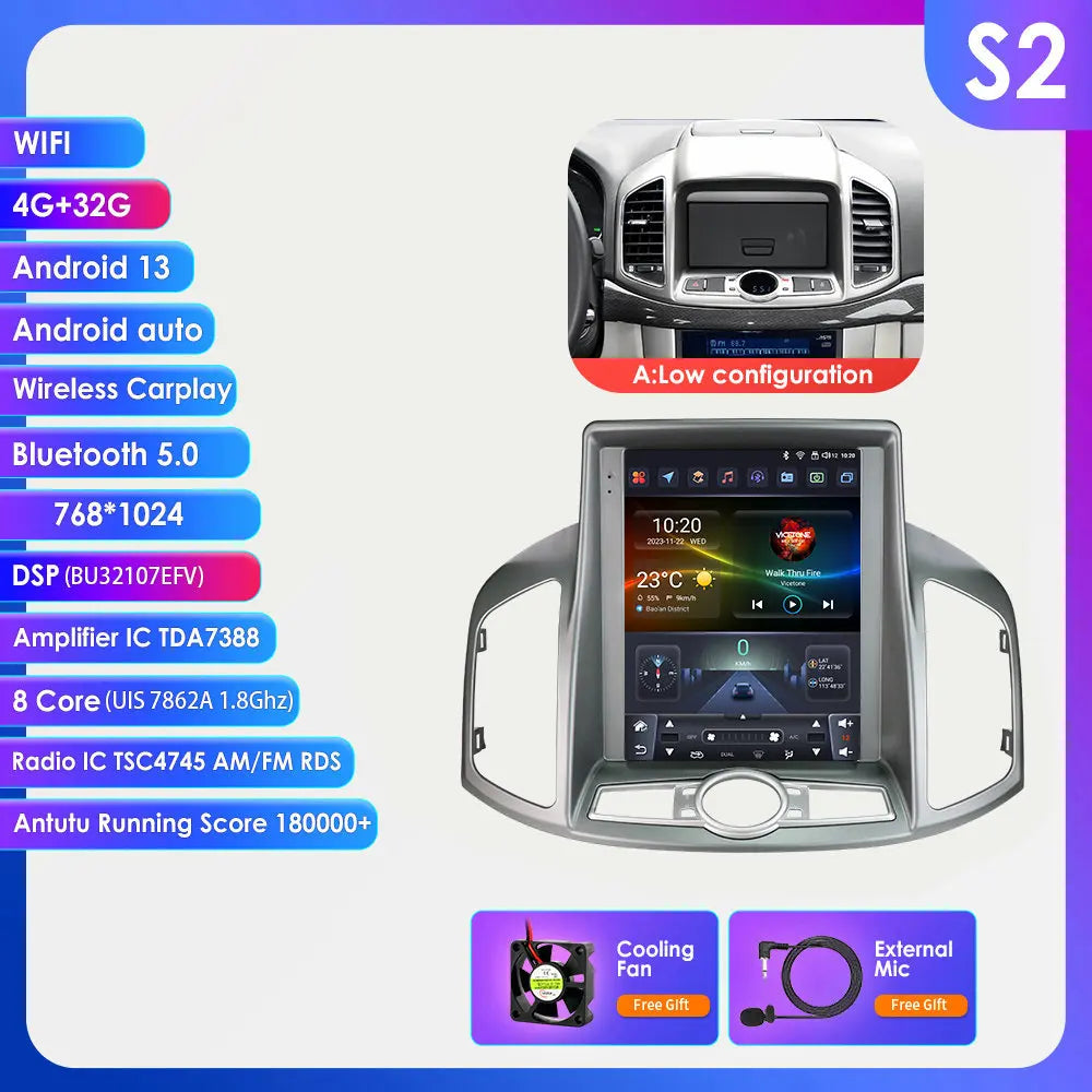 Chevrolet Captiva Sport 2011 - 2017 9,7" Android 14 Carplay Android auto wireless wifi bt gps 4g AUTMXJ6J