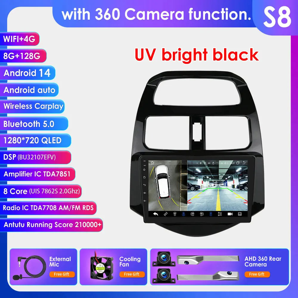Chevrolet Spark Beat Matiz Creative 2010-2014 9" Android 14 Carplay Android auto wireless wifi bt gps 4g AUTMTPT1