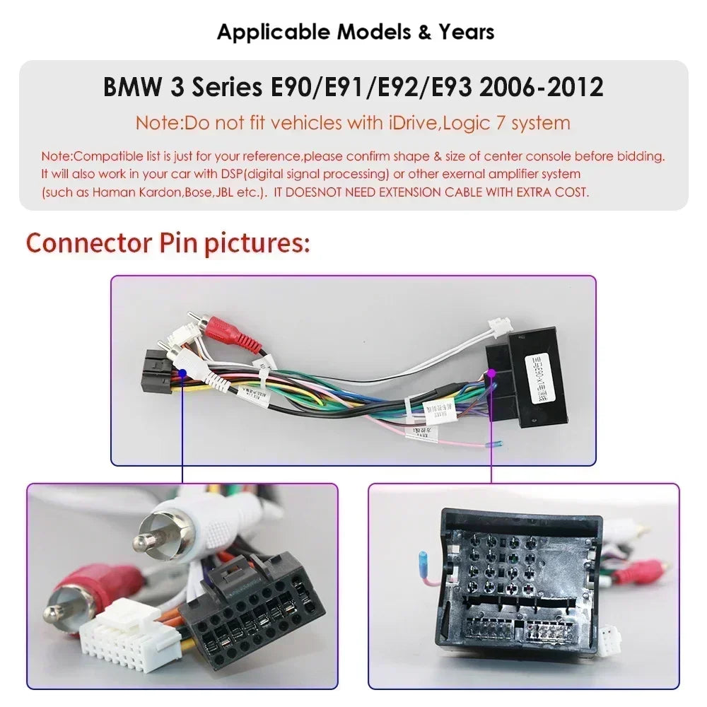 BMW E90/E91/E92/E93 3 Series 2006-2012 7" Android 14 Carplay Android auto wireless wifi bt gps 4g AUTM70P3