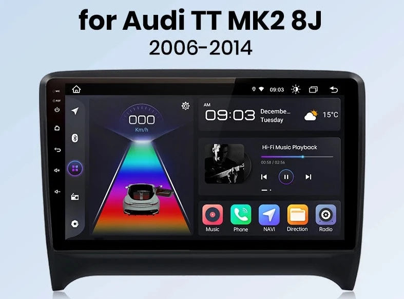 Audi TT MK2 8J 2006 - 2014 V1 Plus Car Radio RDS WIFI BT GPS wireless CarPlay Android Auto car intelligent systems AUTMADTT8J