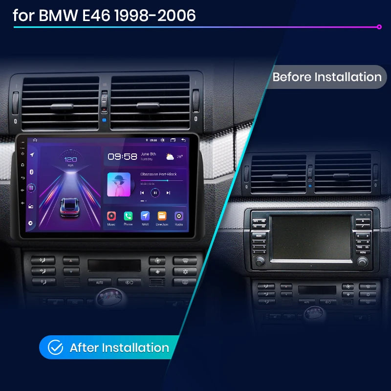 BMW E46 V1 Android 12 9" CarPlay Android Auto Radio RDS WIFI GPS BT 4G Car Multimedia autoradio AUTMBMWE469