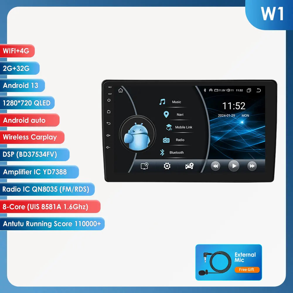 Citroen C2 C3 2001 - 2010 9" Android 14 Carplay Android auto wireless wifi bt gps 4g AUTME40A