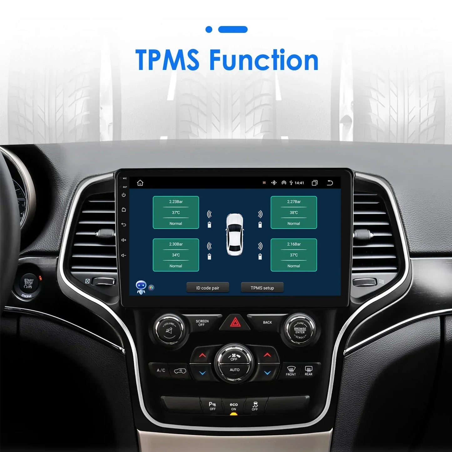 Jeep Grand Cherokee WK2 2014-2022 9" Android 14 Carplay Android auto wireless wifi bt gps 4g AUTMFH0Y