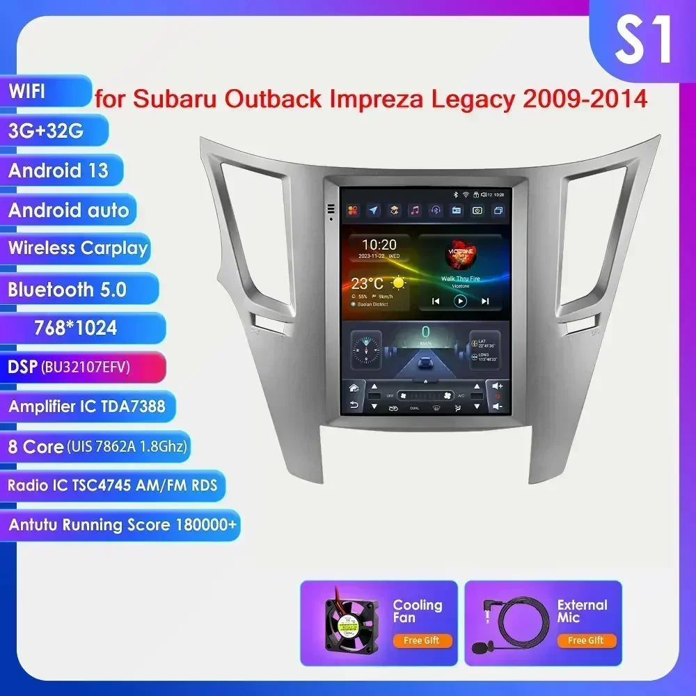 Subaru Outback Impreza Legacy 2009-2014 9,7" Android 14 Carplay Android auto wireless wifi bt gps 4g AUTMHDOL