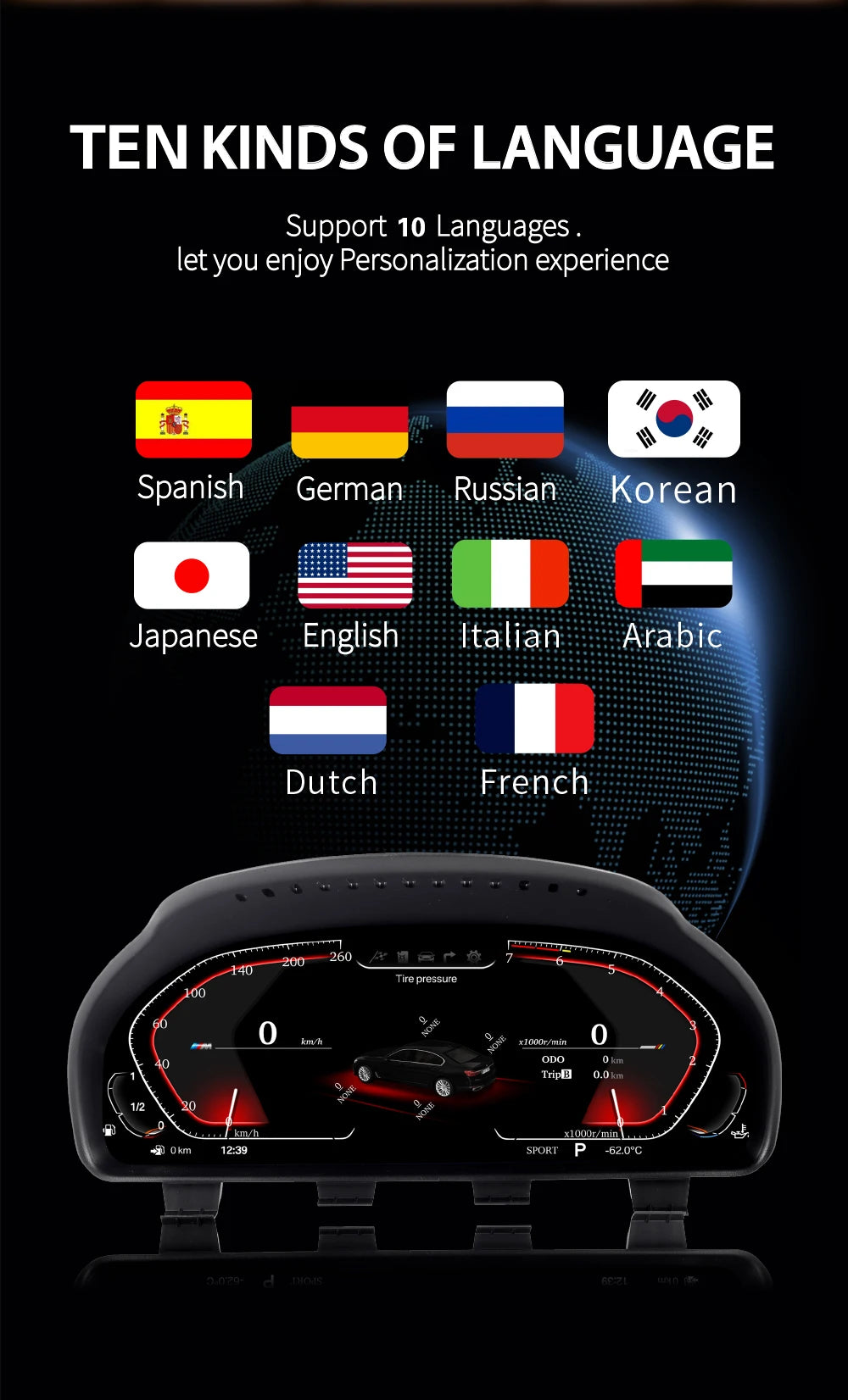 BMW F01 F02 F03 F04 F06 F07 2009-2015 Quadrante digitale lcd linux AUTMBMW0104