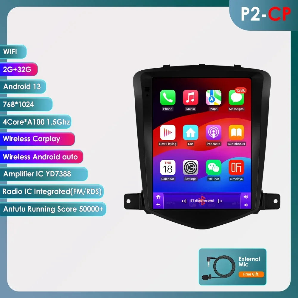 Chevrolet Cruze J300 2008-2012 9,7" Android 14 Carplay Android auto wireless wifi bt gps 4g AUTMIZKN