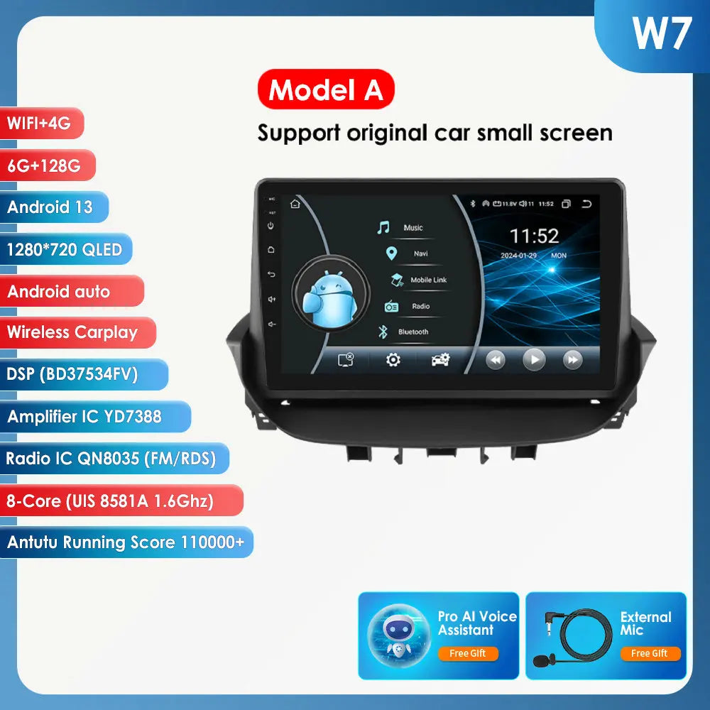 Renault Laguna 2 2001-2007 9" Android 14 Carplay Android auto wireless wifi bt gps 4g AUTMTAL9