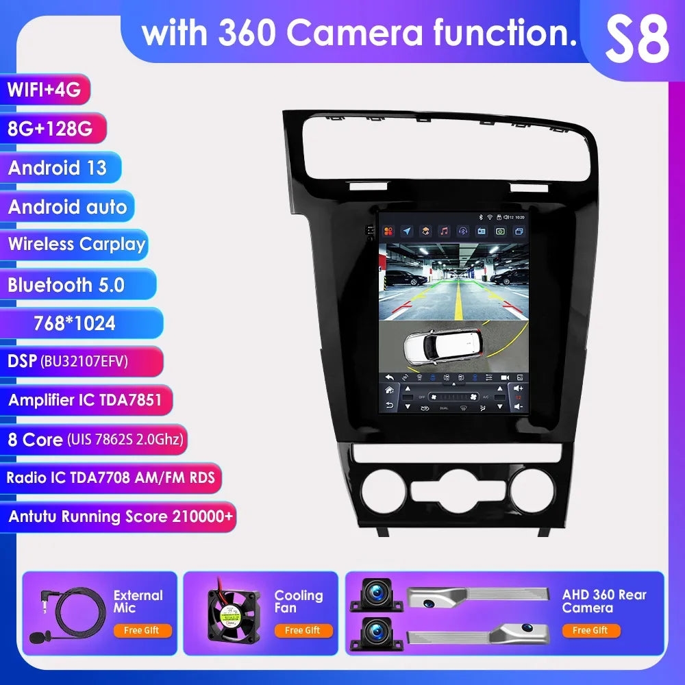 Volkswagen Golf 7 2014 -2018 9,7" Android 14 Carplay Android auto wireless wifi bt gps 4g AUTM7VKQ