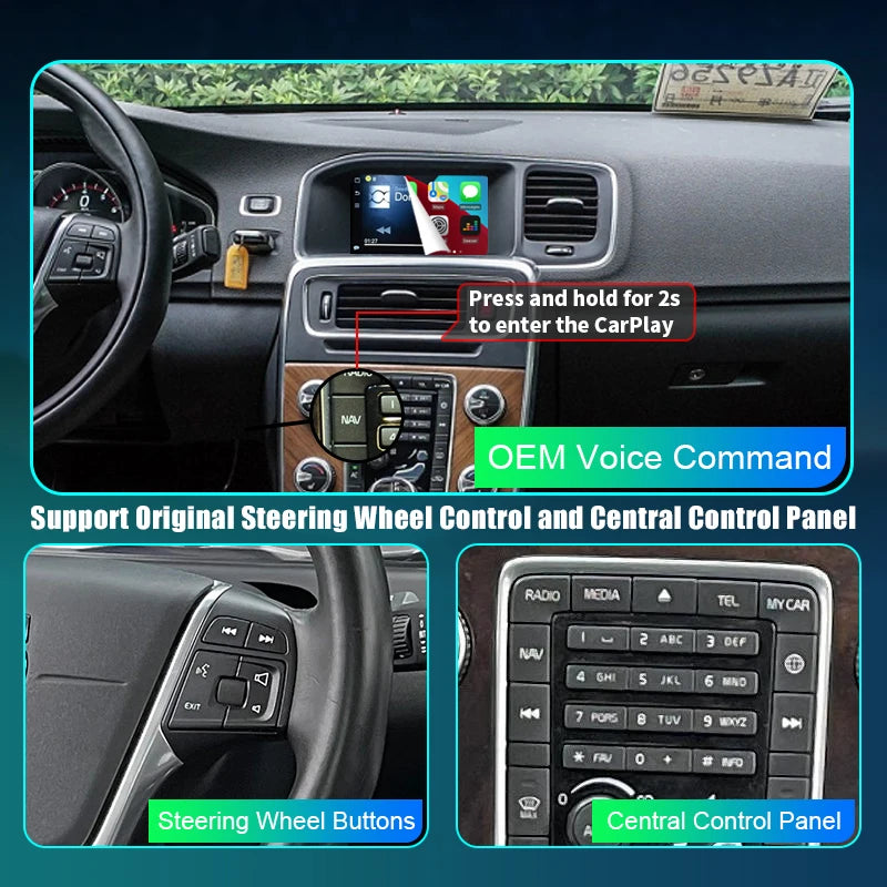 Volvo S60 S60L 2014-2019 7" con schermo LCD Wireless CarPlay Android Auto Mirror Link AirPlay AUTMVVS60L