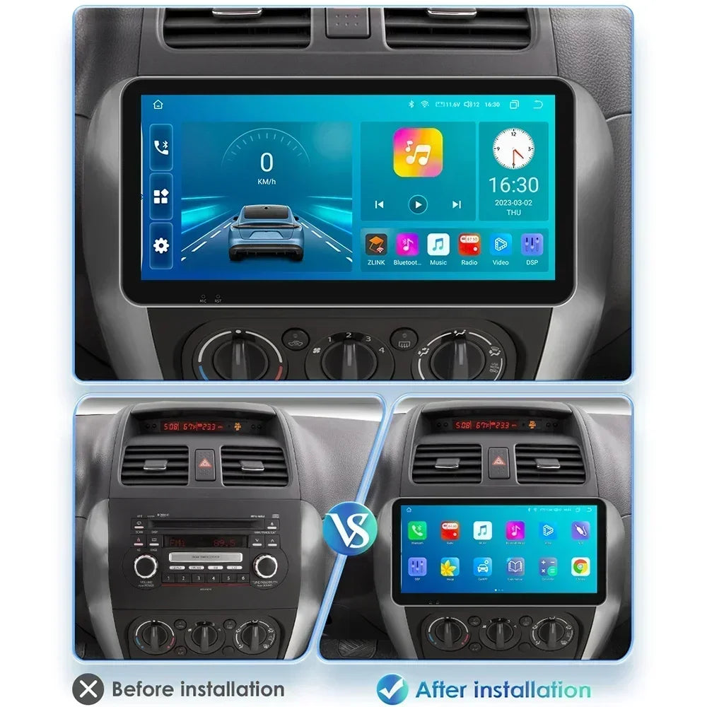 Suzuki SX4/Fiat 16 2005-2014 9" Android 14 Carplay Android auto wireless wifi bt gps 4g AUTMDSJD