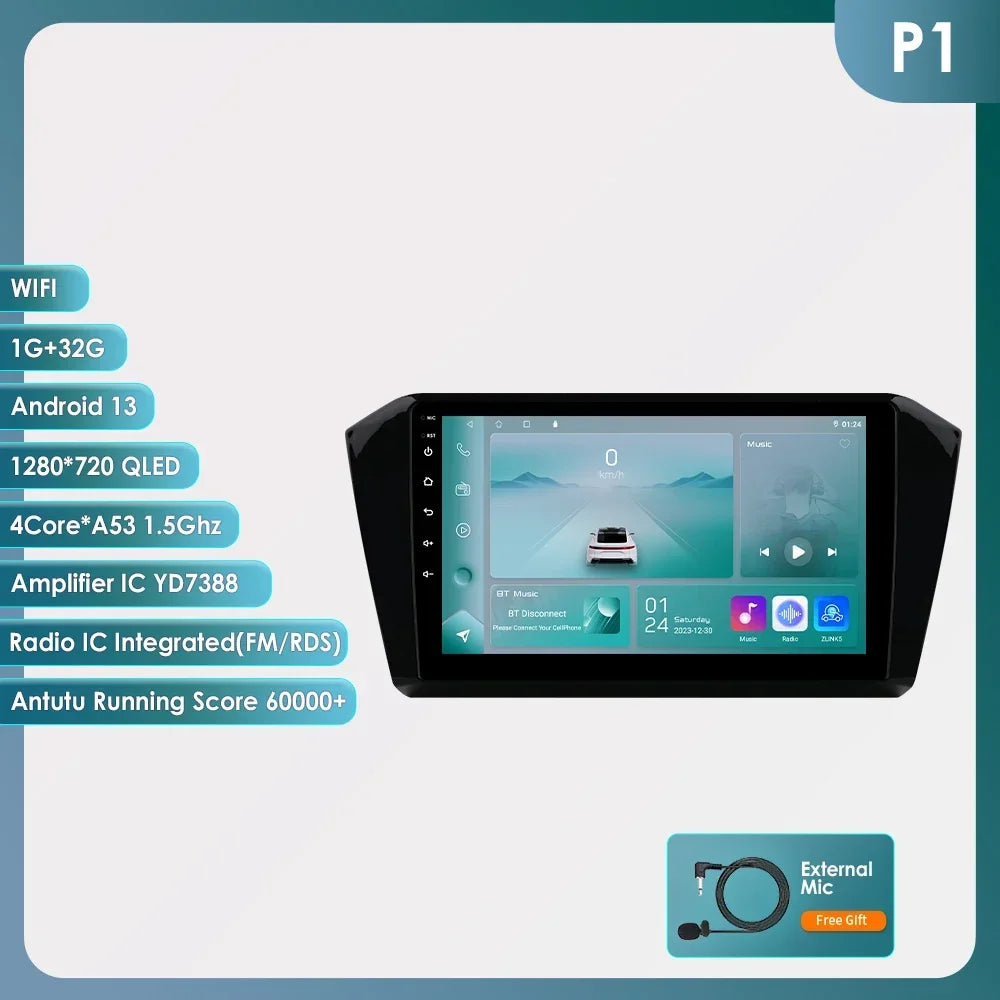 VW Passat B8 2014 -2023 10,1" Android 14 Carplay Android auto wireless wifi bt gps 4g AUTMP6CD