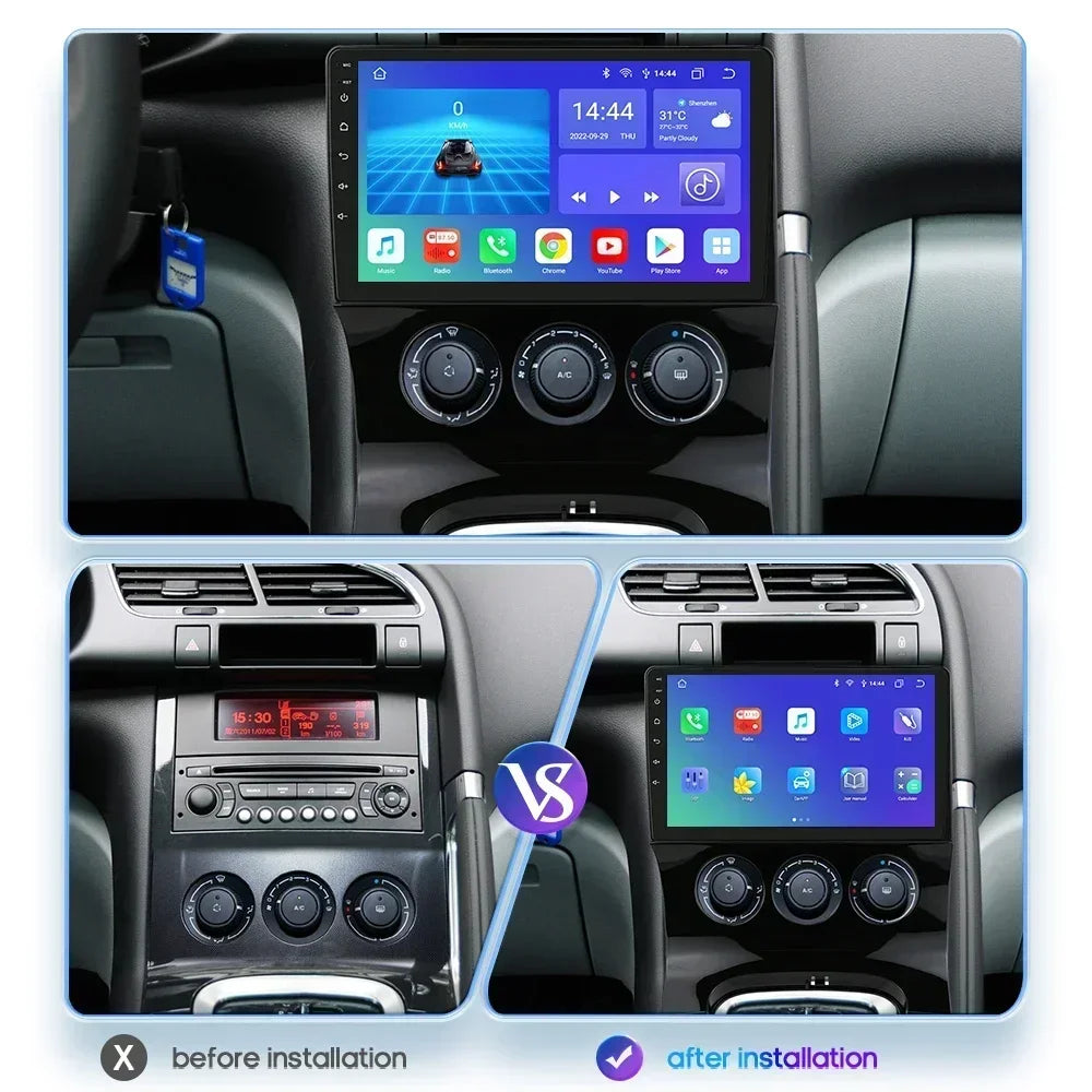 Peugeot 3008 5008 2009-2015 9" Android 14 Carplay Android auto wireless wifi bt gps 4g AUTMGA43