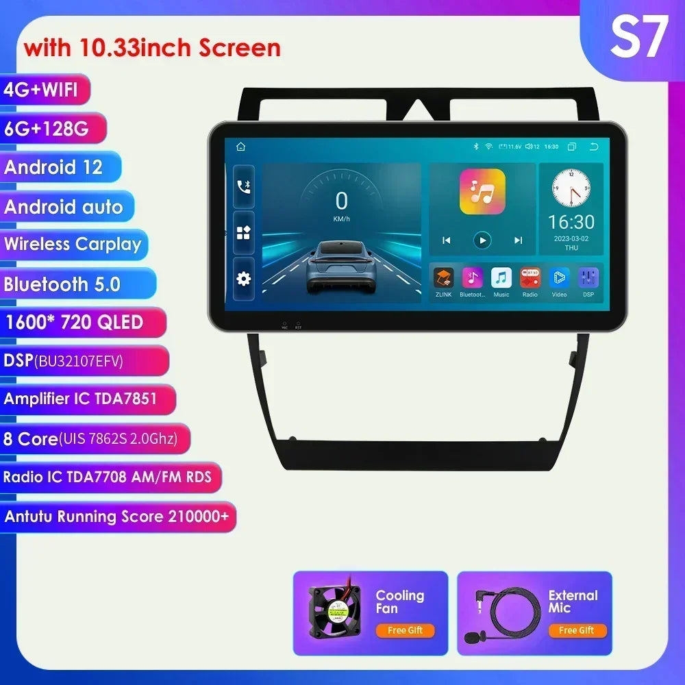 Audi A6 C5 1997-2004 S6 RS6 9" Android 14 Carplay Android auto wireless wifi bt gps 4g AUTMA9VK
