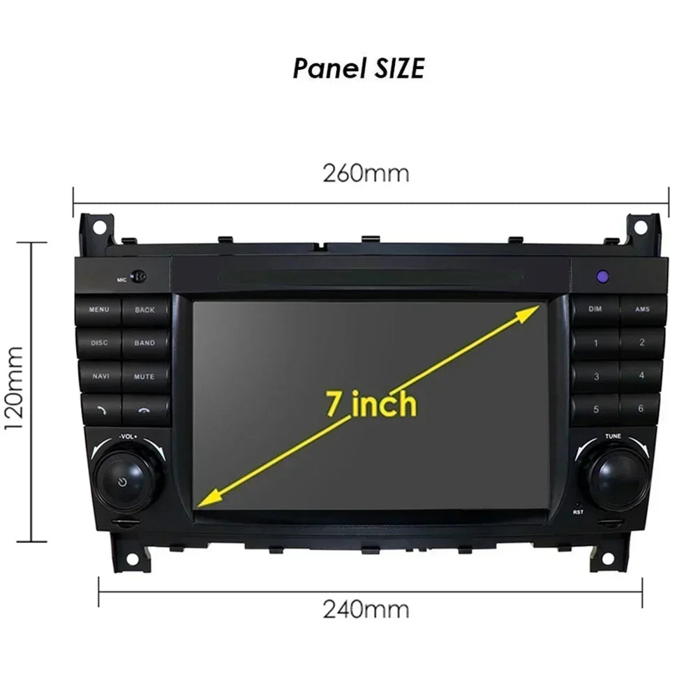 Mercedes Benz C-Class W203/CLC W203 CLK W209 9" Android 14 Carplay Android auto wireless wifi bt gps 4g AUTMENK8