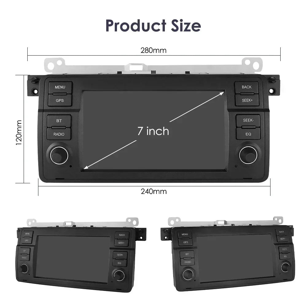 BMW E46 M3 Rover 75 Coupe 318/320/325/330/335 7" Android 14 Carplay Android auto wireless wifi bt gps 4g AUTMV3CK