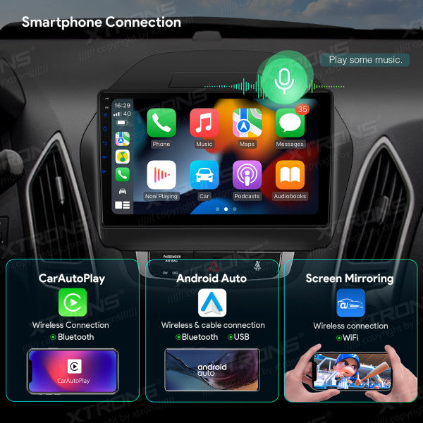 Hyundai IX35/Tucson 10.1'' Android 13 Octa Core 4+64GB Car Radio RDS WIFI GPS BT Car Multimedia Player DSP CarPlay Android auto 4G LTE IAP1235HS