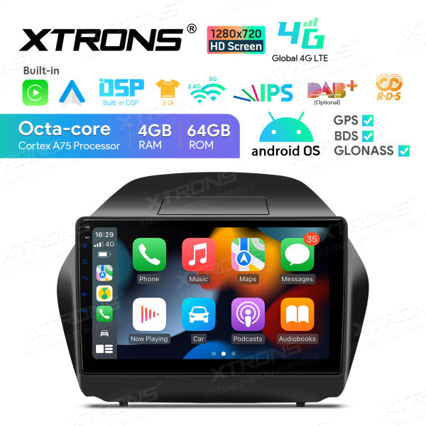 Hyundai IX35/Tucson 10.1'' Android 13 Octa Core 4+64GB Car Radio RDS WIFI GPS BT Car Multimedia Player DSP CarPlay Android auto 4G LTE IAP1235HS