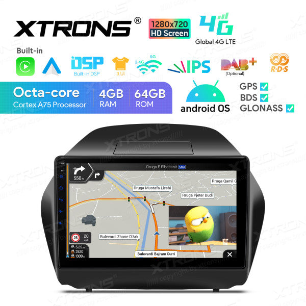 Hyundai IX35/Tucson 10.1'' Android 13 Octa Core 4+64GB Car Radio RDS WIFI GPS BT Car Multimedia Player DSP CarPlay Android auto 4G LTE IAP1235HS