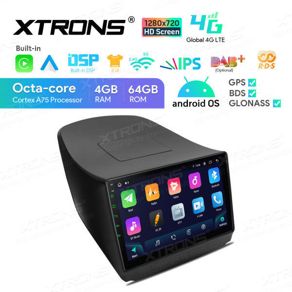 Hyundai IX35/Tucson 10.1'' Android 13 Octa Core 4+64GB Car Radio RDS WIFI GPS BT Car Multimedia Player DSP CarPlay Android auto 4G LTE IAP1235HS