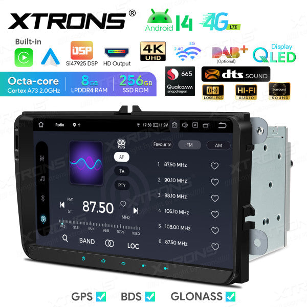 Volkswagen Skoda Seat 9" Android 14 Qualcomm 8+256GB Car Radio RDS WIFI GPS BT HD IPS Carplay Android auto 4G LTE IQ94MTVP