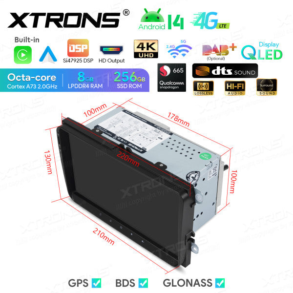 Volkswagen Skoda Seat 9" Android 14 Qualcomm 8+256GB Car Radio RDS WIFI GPS BT HD IPS Carplay Android auto 4G LTE IQ94MTVP