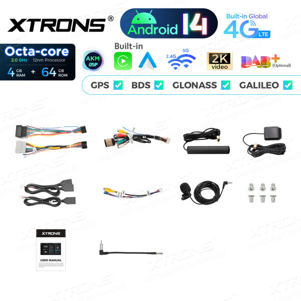 Jeep Dodge Chrysler 5" Android 14 Octa-core 4/64 GB Carplay Android auto wireless wifi GPS BT USB PX54WRJL