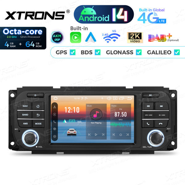 Jeep Dodge Chrysler 5" Android 14 Octa-core 4/64 GB Carplay Android auto wireless wifi GPS BT USB PX54WRJL