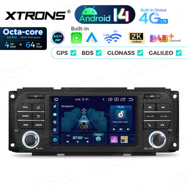 Jeep Dodge Chrysler 5" Android 14 Octa-core 4/64 GB Carplay Android auto wireless wifi GPS BT USB PX54WRJL