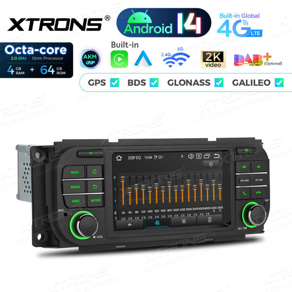 Jeep Dodge Chrysler 5" Android 14 Octa-core 4/64 GB Carplay Android auto wireless wifi GPS BT USB PX54WRJL