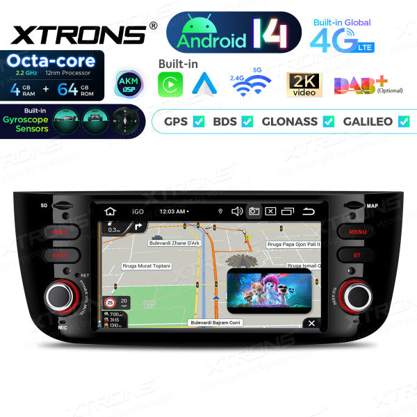 FIAT Punto evo 199 310 Linea 323 2012-2016 6.2" Android 14 Octa Core 4/64 GB Car Player CarPlay Android Auto wireless DSP WIFI 4G PX64GPFLGS