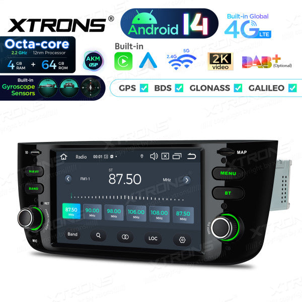 FIAT Punto evo 199 310 Linea 323 2012-2016 6.2" Android 14 Octa Core 4/64 GB Car Player CarPlay Android Auto wireless DSP WIFI 4G PX64GPFLGS