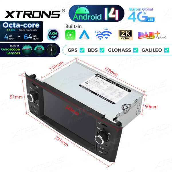 Fiat Grande Punto 2007-2012 6,1" Android 14 CarPlay Android Auto Radio RDS WIFI GPS BT PX64PTFLGS