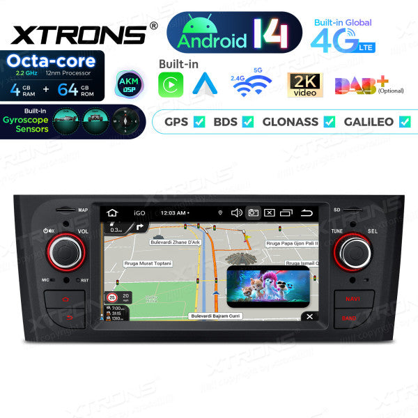 Fiat Grande Punto 2007-2012 6,1" Android 14 CarPlay Android Auto Radio RDS WIFI GPS BT PX64PTFLGS