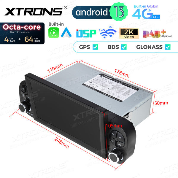 Fiat Panda 2013-2020 7 " Octa Core 4+64 GB Autoradio multimediale Carplay Android auto 4G LTE PX73PDFL