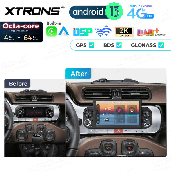 Fiat Panda 2013-2020 7 " Octa Core 4+64 GB Autoradio multimediale Carplay Android auto 4G LTE PX73PDFL